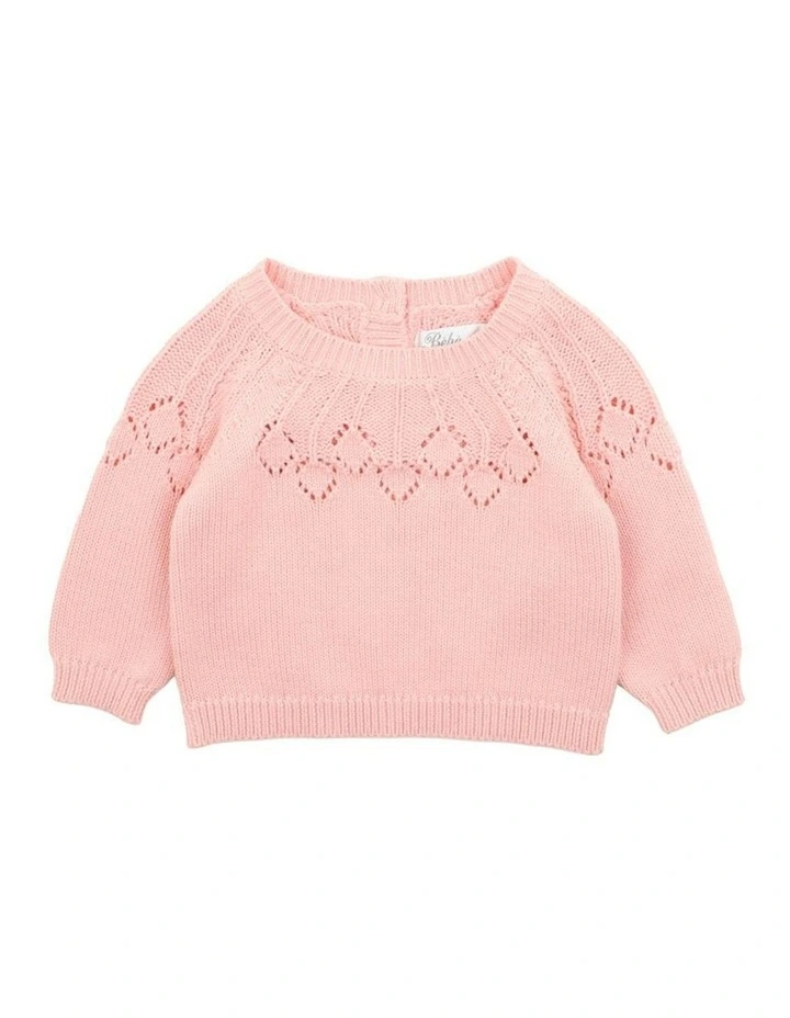 Dotti Needle Out Knitted Jumper in Coral image 1