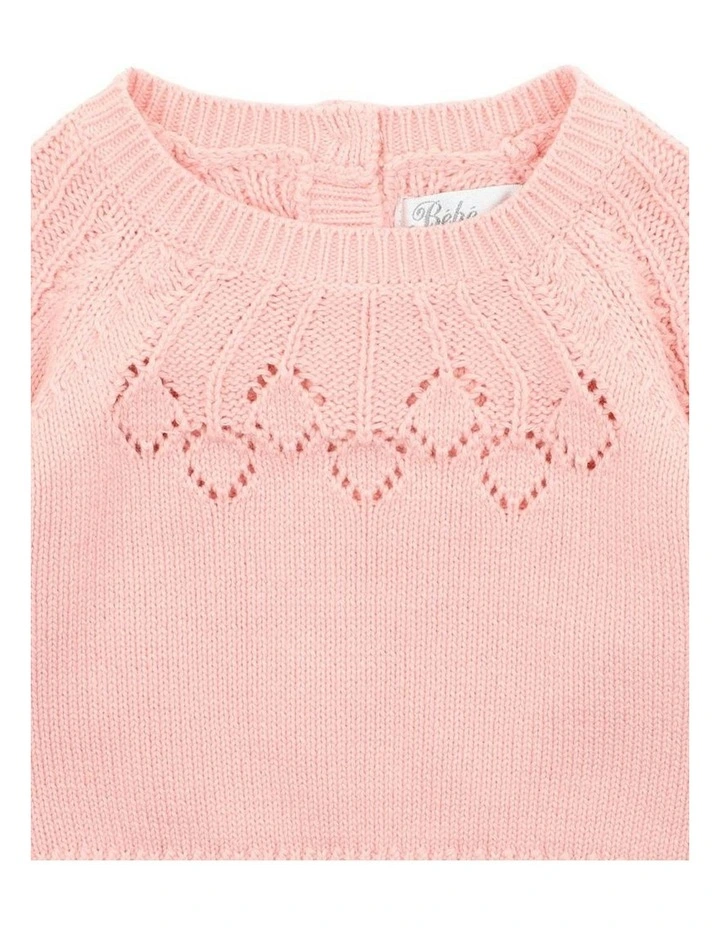 Dotti Needle Out Knitted Jumper in Coral image 3