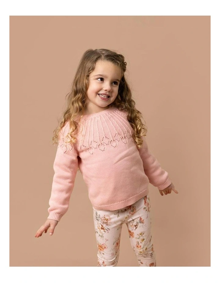 Dotti Needle Out Knitted Jumper in Coral image 4