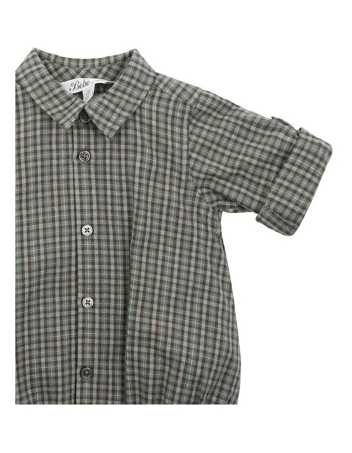 Austin Check Shirt Bodysuit in Multi image 3