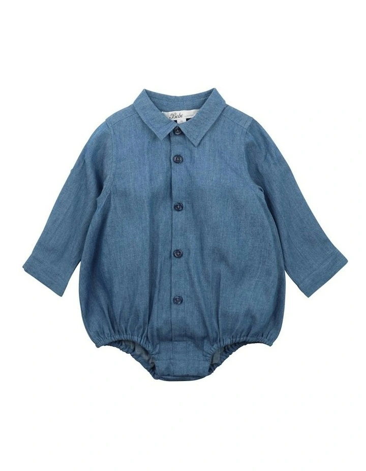 Austin Chambray Shirt Bodysuit in Blue image 1