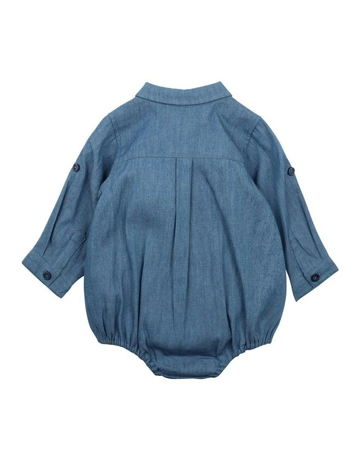 Austin Chambray Shirt Bodysuit in Blue image 2