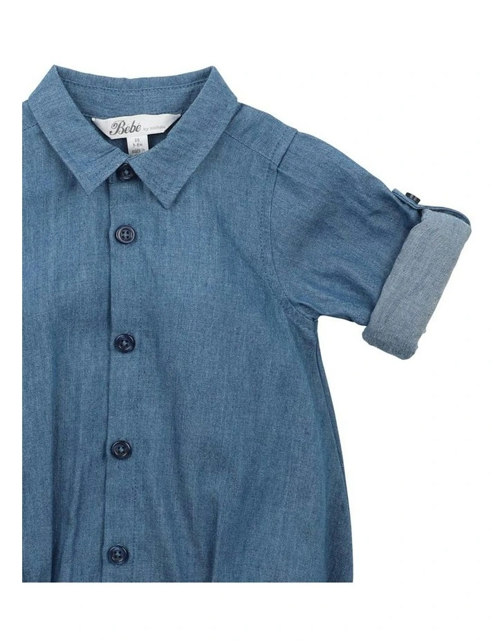 Austin Chambray Shirt Bodysuit in Blue image 3