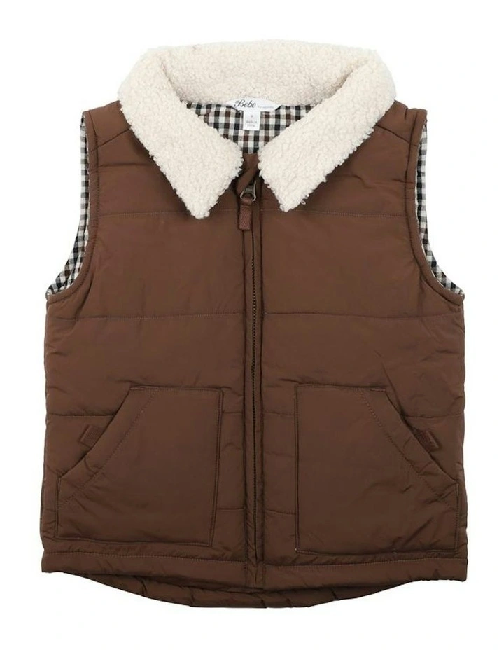 Puffa Vest With Collar Jacket (3-5 Years) in Brown image 1