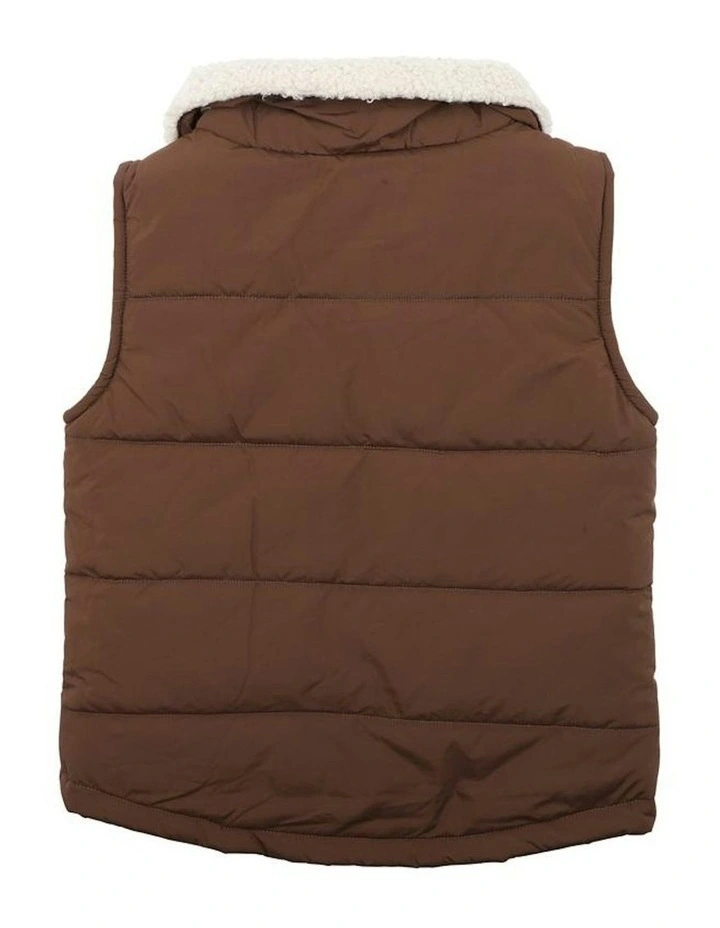 Puffa Vest With Collar Jacket (3-5 Years) in Brown image 2