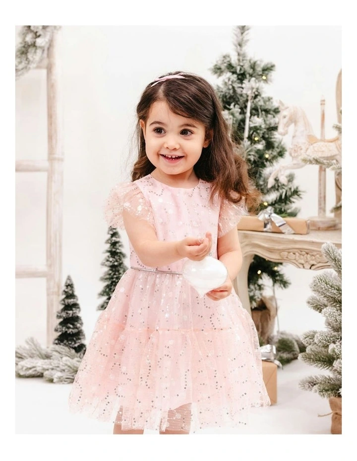 Party Sparkle Frill dress (3-7 years) in Pink image 4