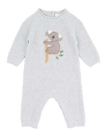 Bailey Koala Knitted Romper in Grey