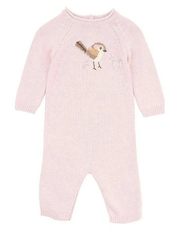 Molly Bird Knitted Romper in Pink