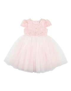 Lace Bodice Mid Calf Length Dress (3-7 Years) in Pink