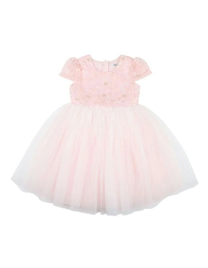 Lace Bodice Mid Calf Length Dress (3-7 Years) in Pink image 1