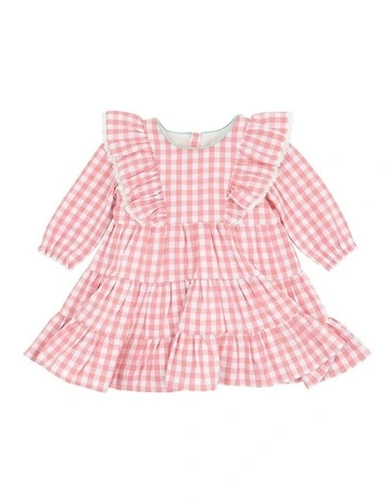 Lyla Gingham Dress in Coral