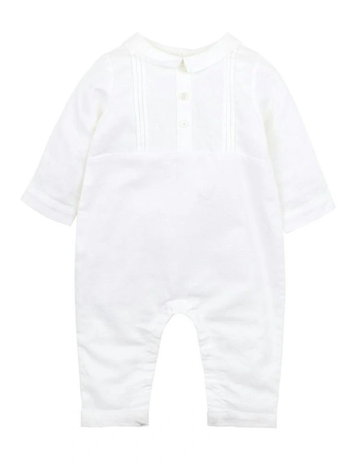 Oliver Linen Blend Romper in Ivory image 1
