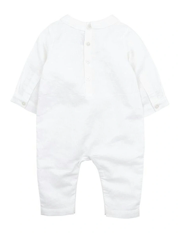 Oliver Linen Blend Romper in Ivory image 2