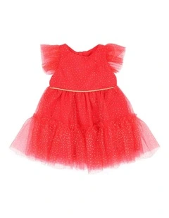 Glitter Tulle Celebration Dress in Red