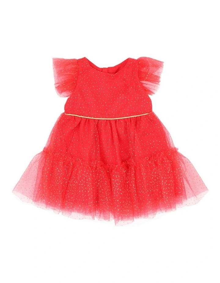 Glitter Tulle Celebration Dress in Red image 1