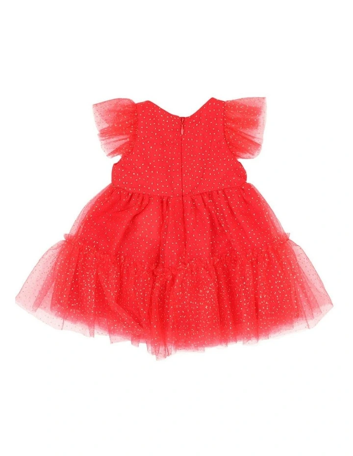 Glitter Tulle Celebration Dress in Red image 2