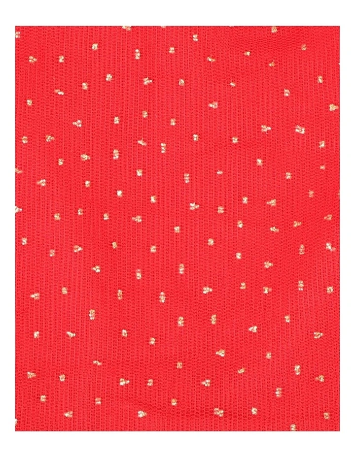 Glitter Tulle Celebration Dress in Red image 3