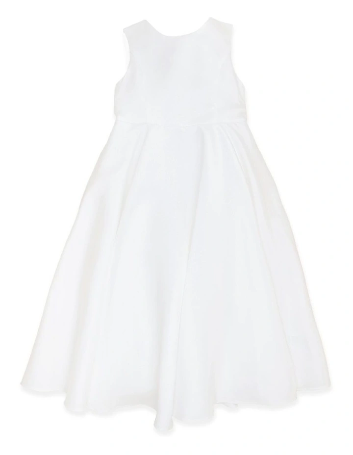 Duchess Satin Ankle Length Dress With Low Back 8-14 Years in White image 1