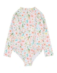 Eliana Print Long Sleeve Sunsuit 3-10 Years in Multi
