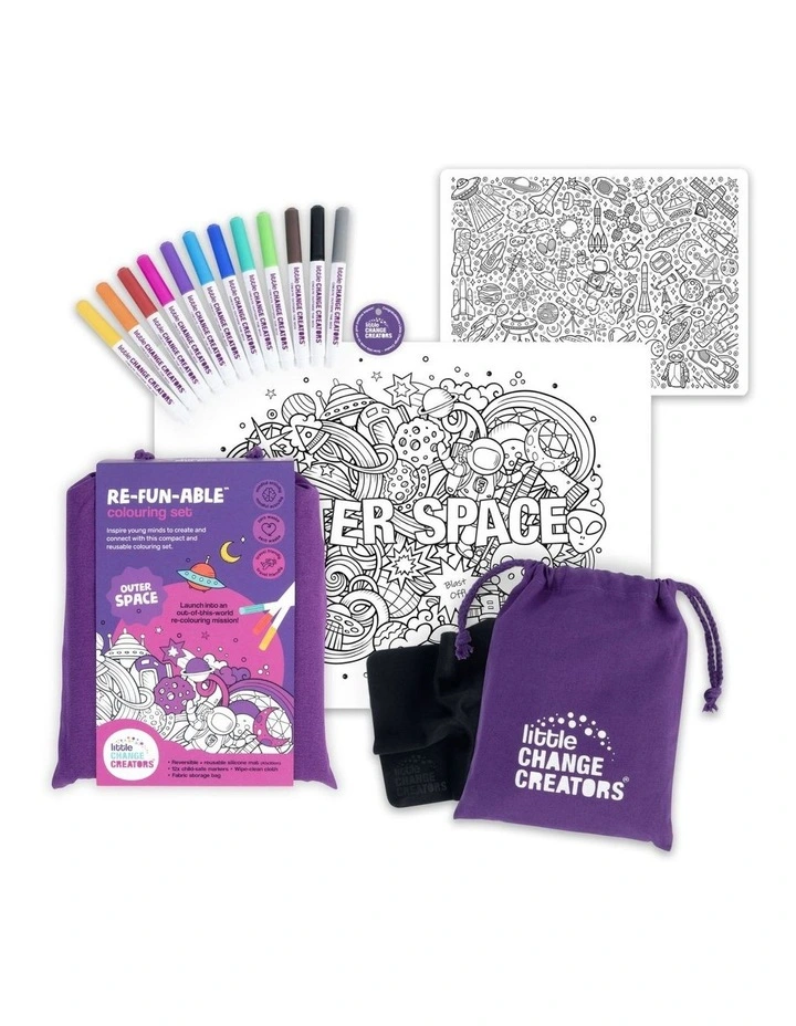 Reusable Silicone Colouring Set - Outer Space image 1