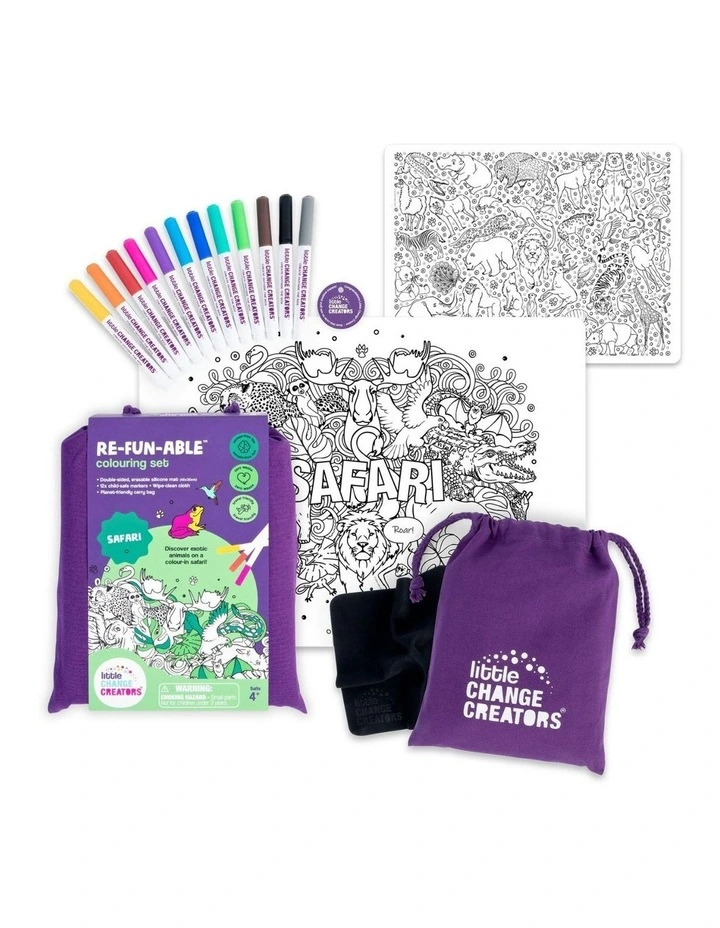 Reusable Silicone Colouring Set - Safari image 1
