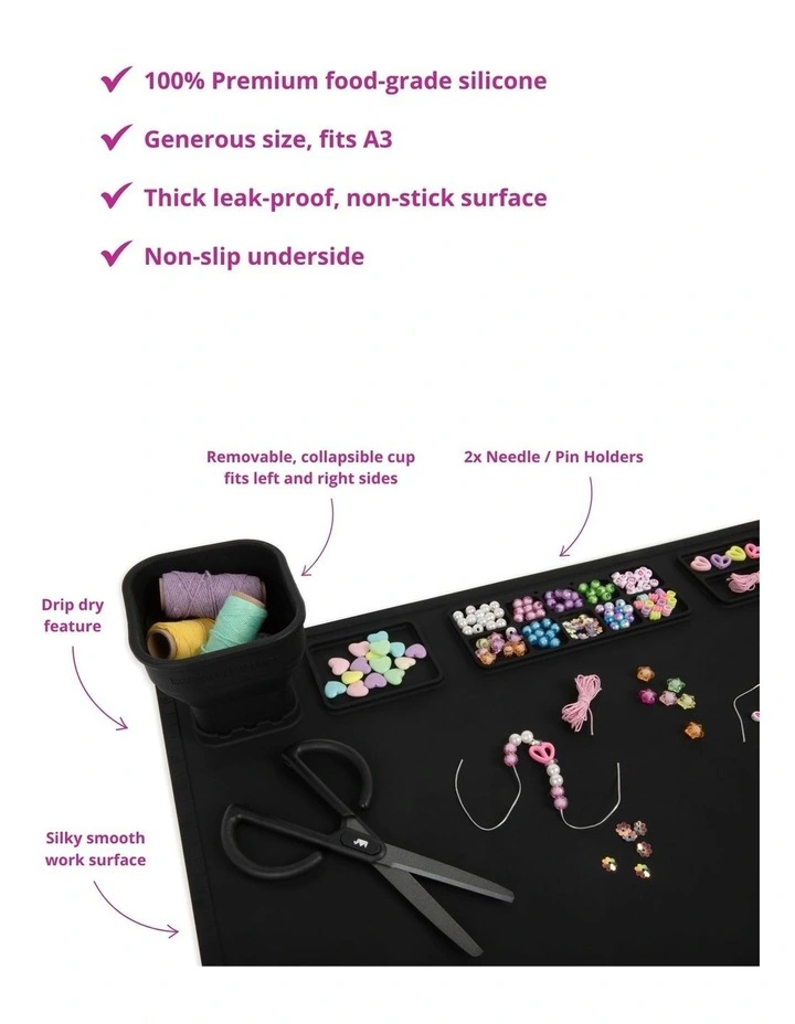Reusable Silicone Craft Mat Set - Black image 2
