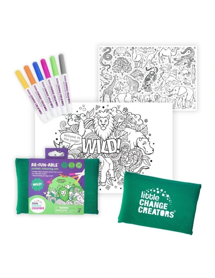 Reusable Silicone Travel Colouring Set Wild! image 1