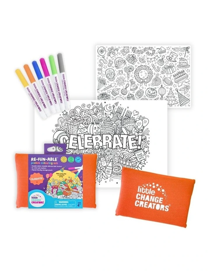 Reusable Silicone Travel Colouring Set Celebrate! image 1