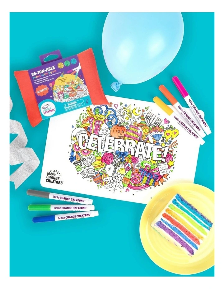 Reusable Silicone Travel Colouring Set Celebrate! image 2