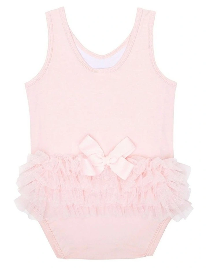 Ballet Onesie with Ruffles and Bow in Pink image 2