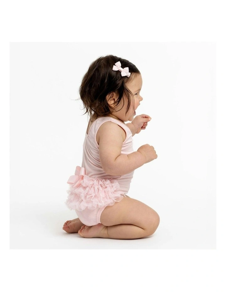 Ballet Onesie with Ruffles and Bow in Pink image 3