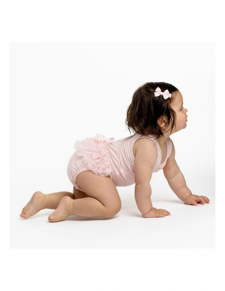 Ballet Onesie with Ruffles and Bow in Pink image 7