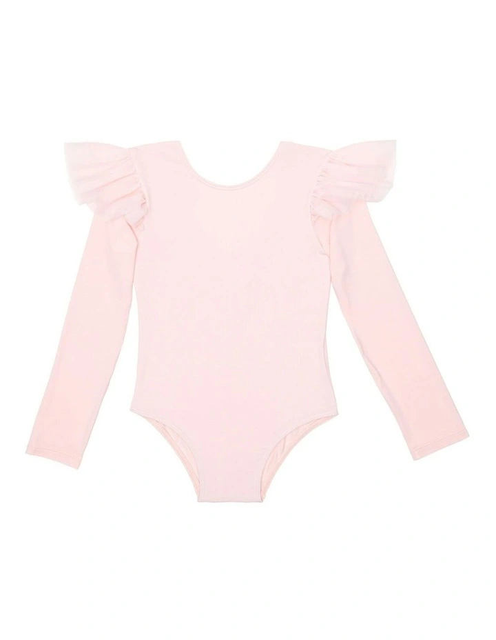 Leotard with Shoulder Ruffle in Pink image 1