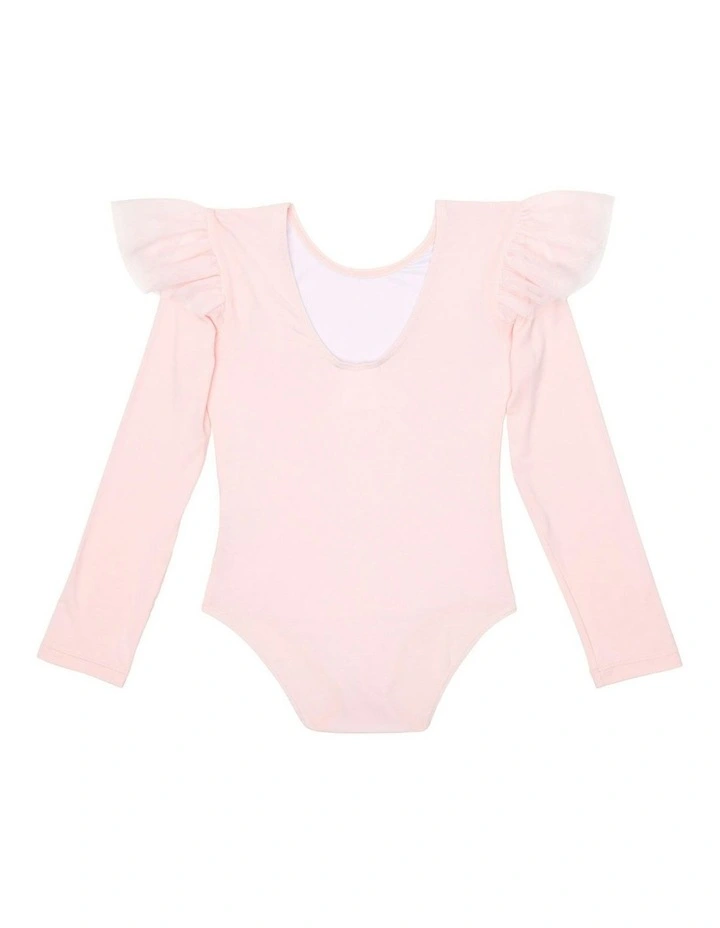 Leotard with Shoulder Ruffle in Pink image 2