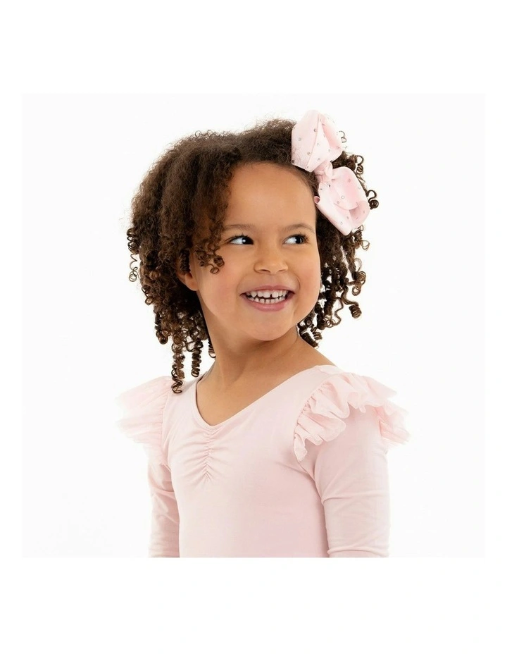 Leotard with Shoulder Ruffle in Pink image 3