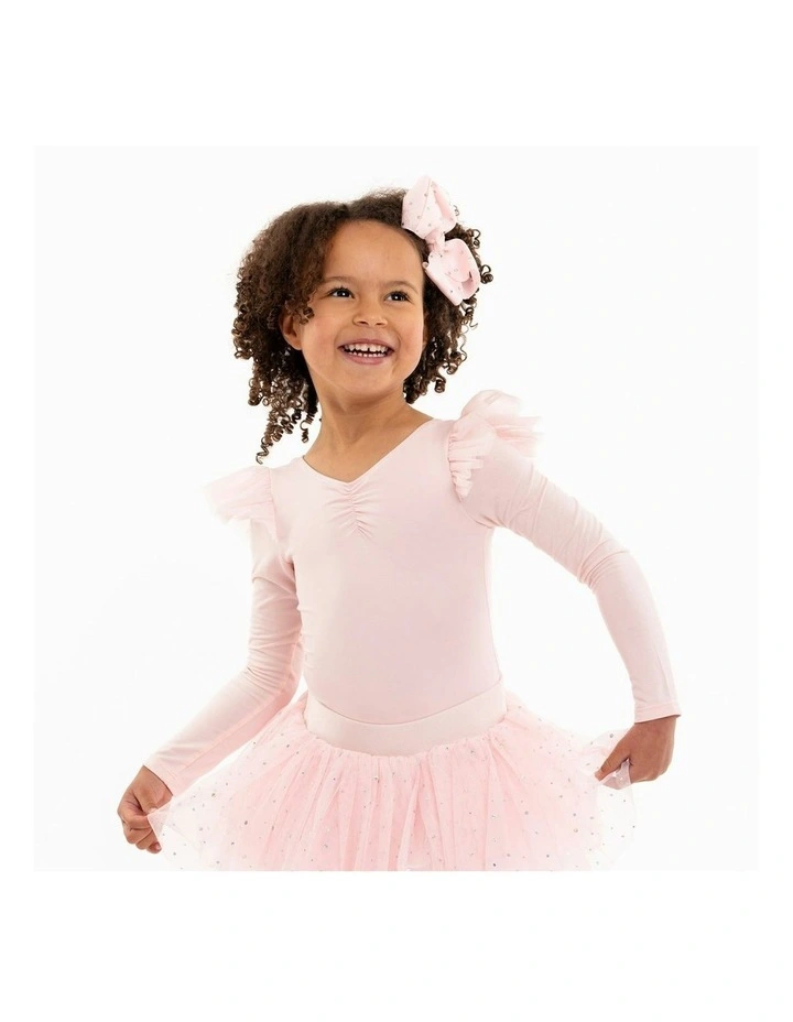 Leotard with Shoulder Ruffle in Pink image 5