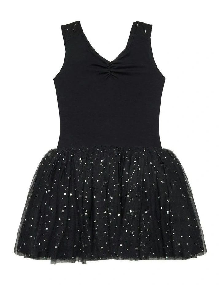 Mesh Cross Back Tutu Dress in Black image 1