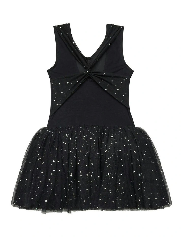 Mesh Cross Back Tutu Dress in Black image 2