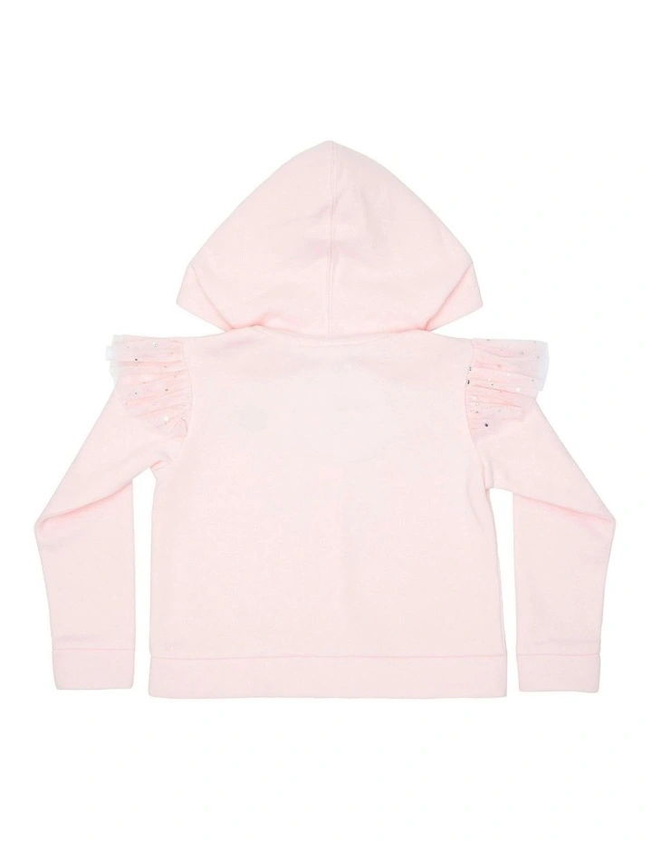 Evie Tulle Frill Hoodie in Pink image 2