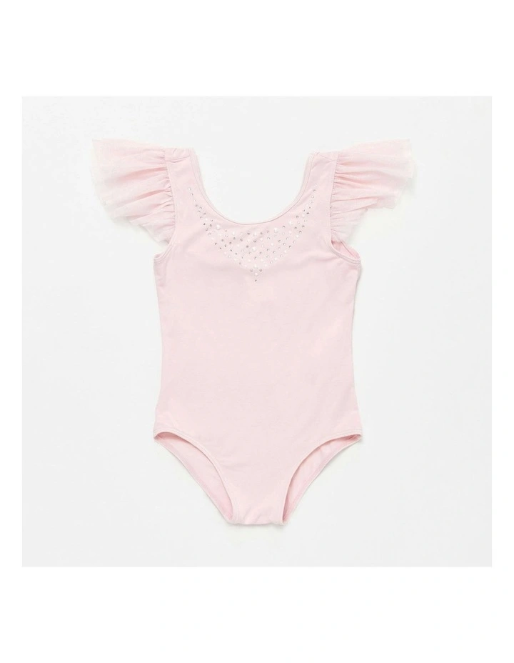 Meghan Pearl Collar Frill Sleeve Leotard in Pink image 1
