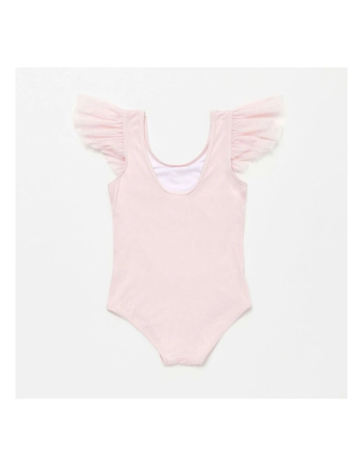 Meghan Pearl Collar Frill Sleeve Leotard in Pink image 2