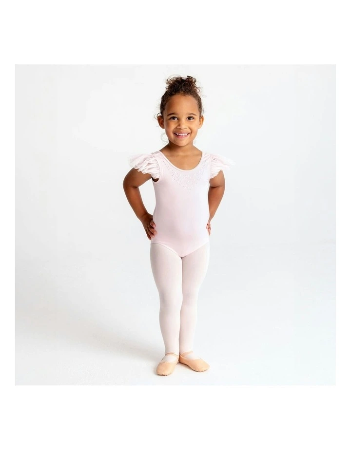 Meghan Pearl Collar Frill Sleeve Leotard in Pink image 3