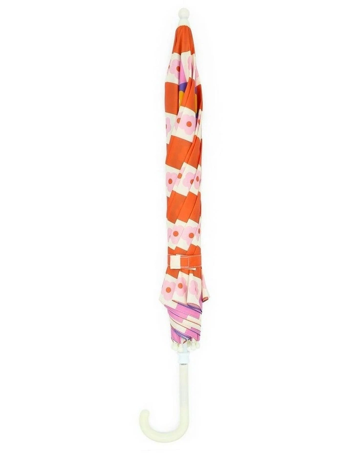 Flower Check Kids Umbrella in Blue, Pink and Peachy Orange image 2
