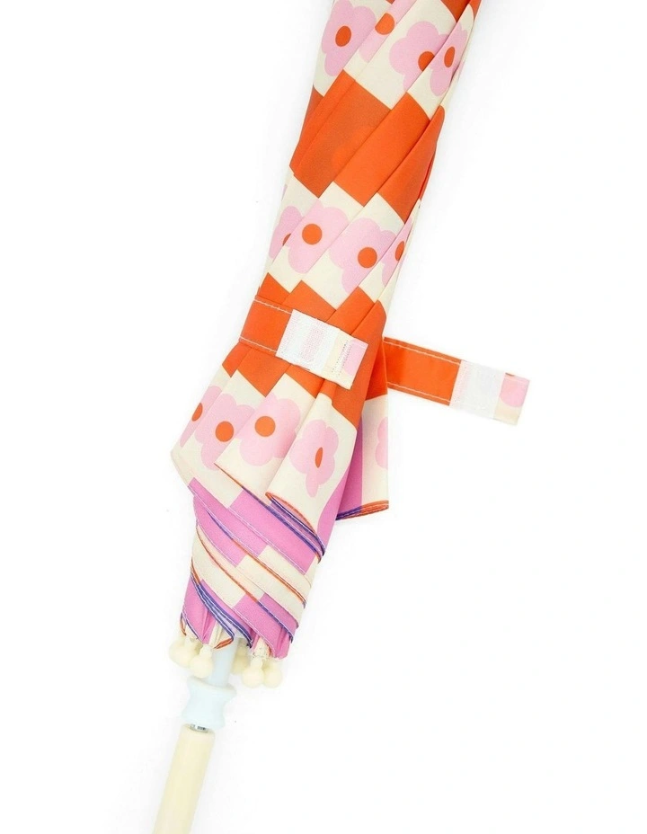Flower Check Kids Umbrella in Blue, Pink and Peachy Orange image 3