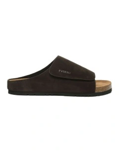 Justice Embossed Slides in Chocolate