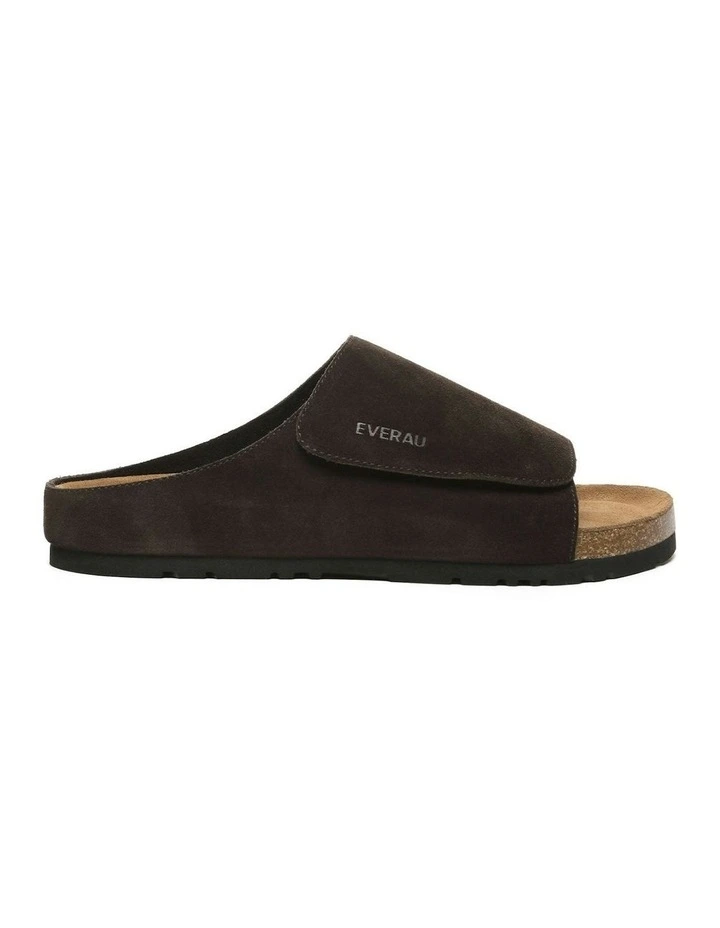 Justice Embossed Slides in Chocolate image 1