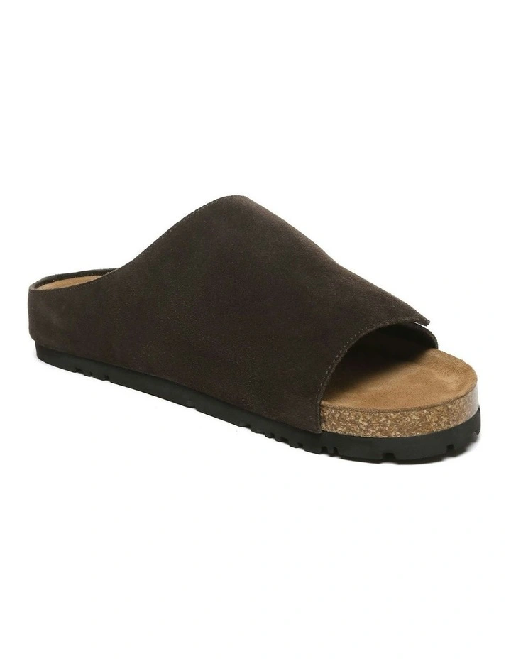 Justice Embossed Slides in Chocolate image 2