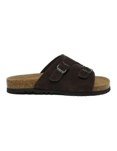 Alexis Adjustable Strap Slides in Chocolate
