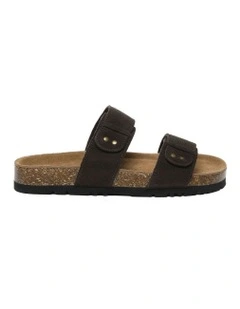 Aurelia Double Strap Slides in Chocolate