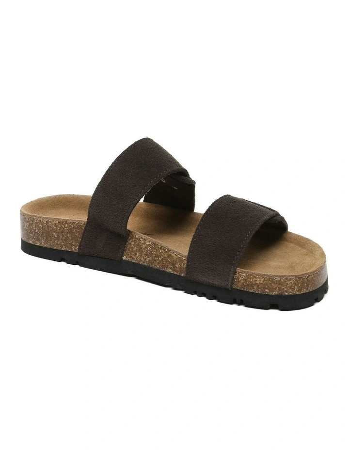 Aurelia Double Strap Slides in Chocolate image 2